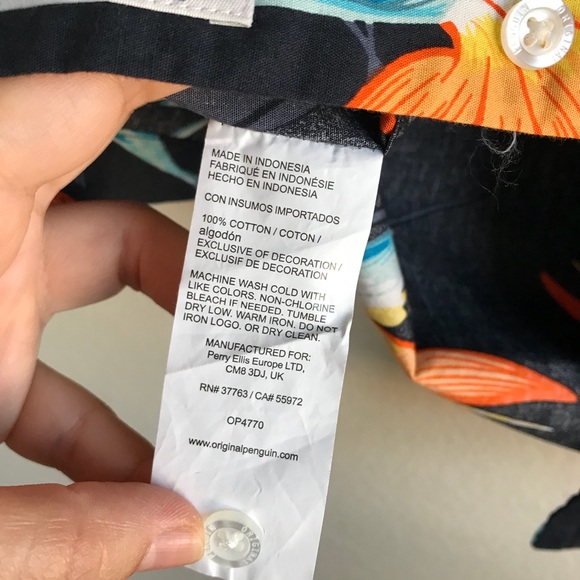 Original Penguin Blue Floral Cuban Collar Shirt, Alex Costa style - Picture 7 of 8